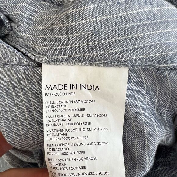 Club Monaco Striped Backless Jumpsuit chambray stripe linen blend size 2 NWT - Picture 8 of 11